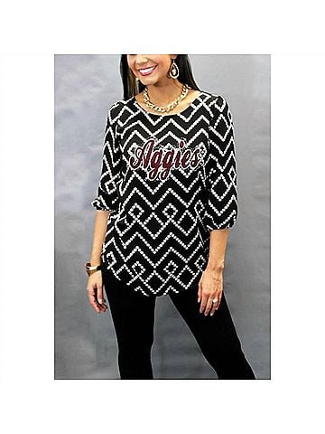 Gameday couture Texas A&M University Tunic in Black & White (view 2)