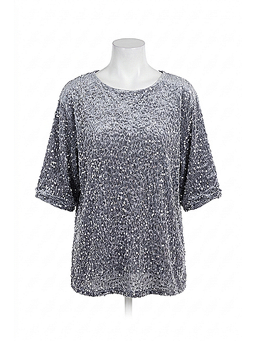 Bishop + Young Miley Sequin Boyfriend Tee in Silver (view 1)