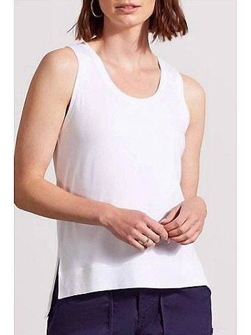 Tribal High-Low Tank Top in White (view 2)