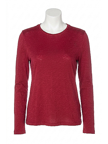 Elliott Lauren Women's Garment Dye Long Sleeve Crew Tee in Currant (view 1)