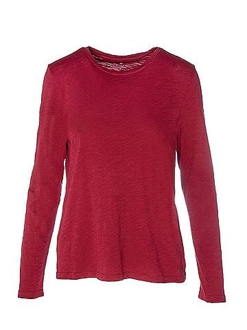Elliott Lauren Women's Garment Dye Long Sleeve Crew Tee in Currant (view 2)
