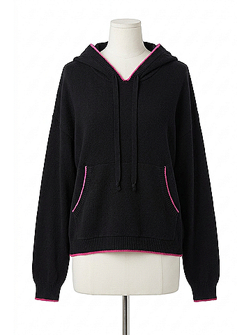 Vintage Havana Love Jaquard Sweater Hoodie in Black (view 1)