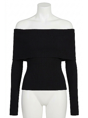 A.L.C. Evelyn Merino Off Shoulder Top in Black (view 1)