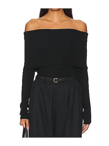 A.L.C. Evelyn Merino Off Shoulder Top in Black (view 2)