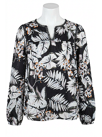 Joy Joy Casey Floral Top in Black And White (view 1)