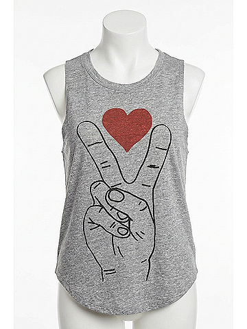Chaser Triblend Peace And Love Muscle Tank in Streaky Grey (view 1)