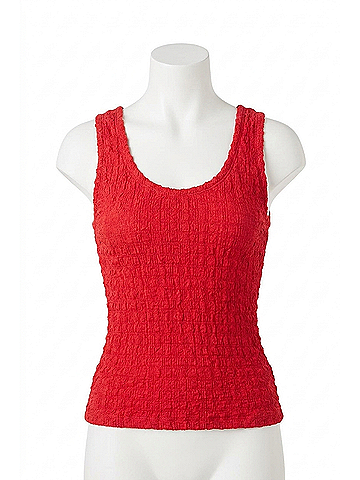 Enza Costa Puckered Tank in Red (view 1)