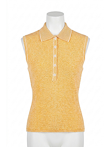 White + Warren Organic Cotton Terry Blend Sleeveless Polo Top in Orange (view 1)