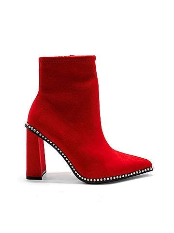 Bar III Women's Layneef Studded Block Heel Bootie in Red Mc (view 1)