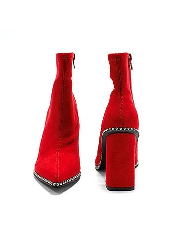 Bar III Women's Layneef Studded Block Heel Bootie in Red Mc (view 2)