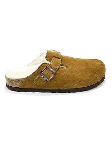 Birkenstock Women's Boston Shearling Suede Clogs in Mink (view 1)