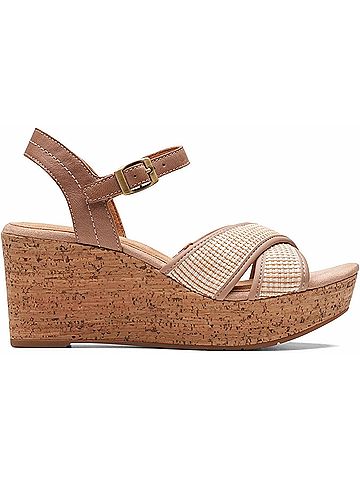 Clarks Women's Elleri Plum Wedge Sandal in Praline Leather (view 2)