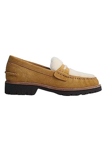 Rag & Bone Women's Corey Suede Shearling Loafers in Caramel (view 1)