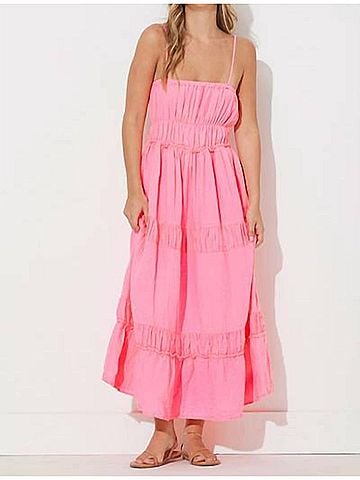 Vintage Havana Gauze Maxi Dress in Hot Pink (view 2)