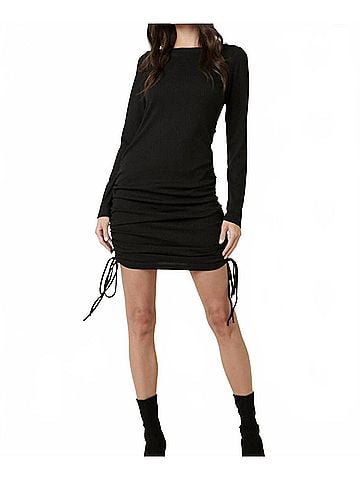 Mittoshop Kimberly Ruched Detail Cut Out Back Mini Dress in Black (view 2)