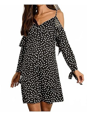Dress Forum Polka Dot Flutter Mini Dress in Black (view 2)