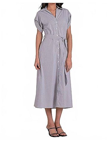 Elan Stripe Midi Dress in Gray (view 2)
