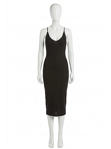 Enza Costa Stretch Silk Knit V Racer Dress in Black (view 1)