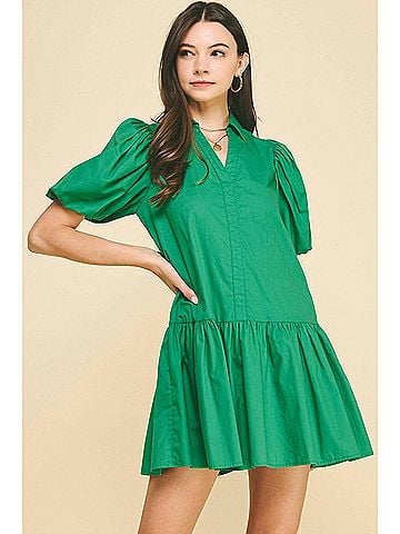 Pinch Lark Drop Waist Dress in Cool Soft Green (view 2)