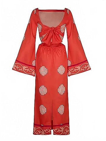 Johanna Ortiz Underwater Sanic Dress in Red/Pink (view 2)