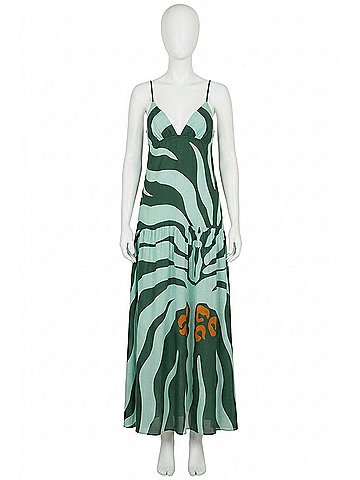 Johanna Ortiz Zea Palm Maxi Dress in Dark Green (view 1)