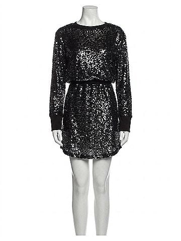 Chaser Mini Dress With Wide Sleeves in Black (view 1)