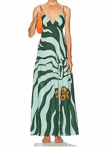 Johanna Ortiz Zea Palm Maxi Dress in Dark Green (view 2)