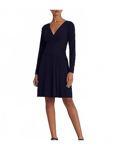 Ralph Lauren Jersey Long Sleeve Dress in Black (view 2)