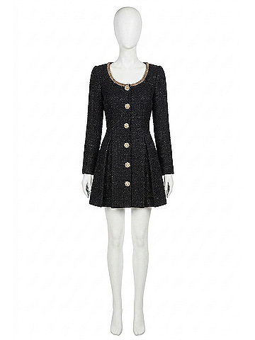 Self-Portrait Women's Boucle Mini Dress in Black (view 1)
