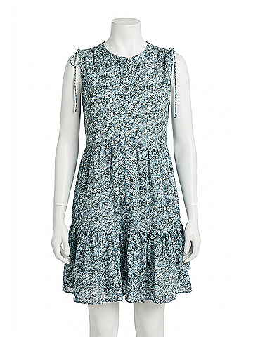 Veronica Beard Yulianna Flounced Dress in Lake Mist Multi (view 1)