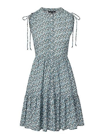 Veronica Beard Yulianna Flounced Dress in Lake Mist Multi (view 2)