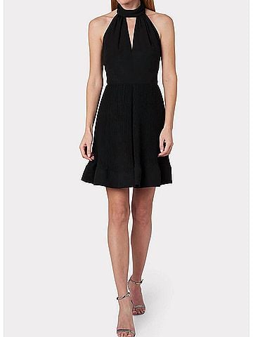 Milly Libby Pleated Miini Dress in Black (view 2)