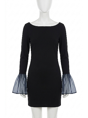 STAUD Hawthorne Mini Dress in Black/Navy (view 1)