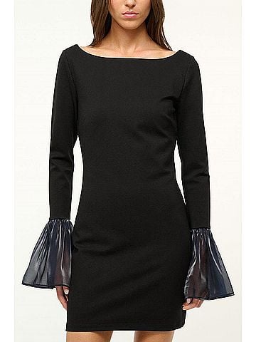 STAUD Hawthorne Mini Dress in Black/Navy (view 2)