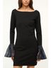 STAUD Solid Black Hawthorne Mini Dress in Black/Navy Size M - photo 2