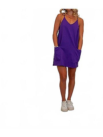 Listicle Sporty Mini Dress in Liner Purple (view 2)