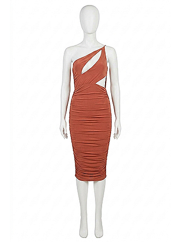 Nookie Envy Cut Out Midi Dress in Rust (view 1)
