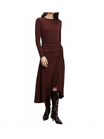 Veronica Beard Theodora Ruched Midi Dress in Raisin (view 2)