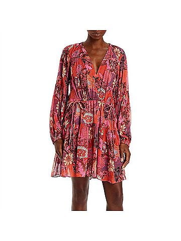 A.L.C. Elise Silk Floral Mini Dress in Pink (view 2)