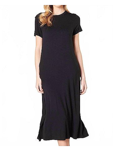 Sugarlips Joplin Jersey Knit Midi Shirt Dress in Black (view 2)