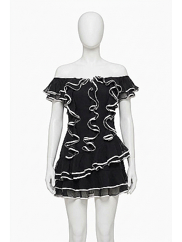 Elliatt Melissa Tiered Mini Dress in Black (view 1)