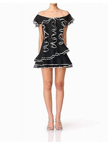 Elliatt Melissa Tiered Mini Dress in Black (view 2)