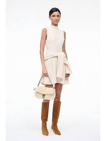 STAUD Charade Mini Sweater Dress in Ivory (view 2)