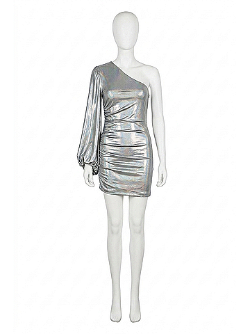 Hutch Cassie Mini Dress in Iridescent Silver (view 1)