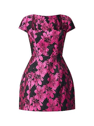 Elliatt Holly Short Sleeve Mini Dress in Pink/ Black (view 1)