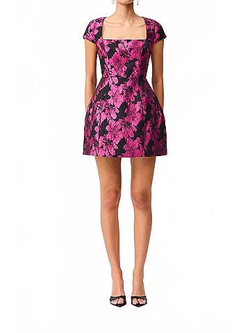 Elliatt Holly Short Sleeve Mini Dress in Pink/ Black (view 2)