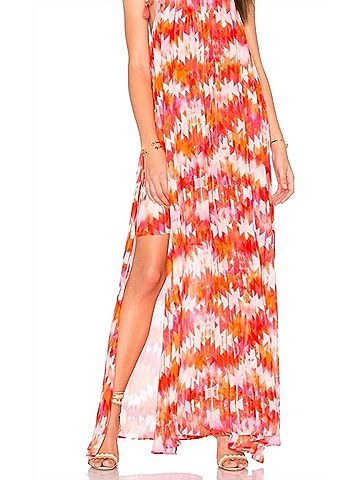 Show Me Your Mumu Rochester Maxi Halter Dress in Orange Pink (view 2)