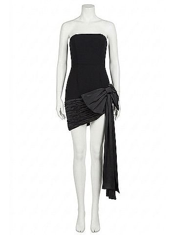 Hutch Sloane Strapless Asymmetric Bow Mini Dress in Black (view 1)
