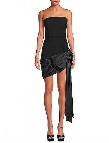 Hutch Sloane Strapless Asymmetric Bow Mini Dress in Black (view 2)