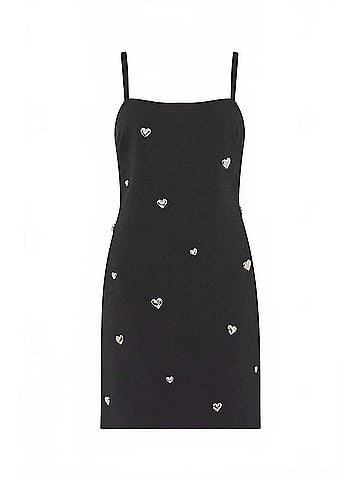 Milly Colette Heart Applique Mini Dress in Black (view 1)